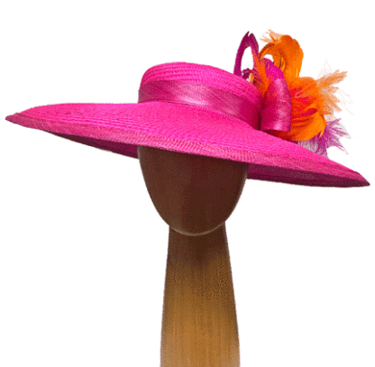 Bright pink and orange derby hat