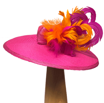 Bright pink and orange derby hat