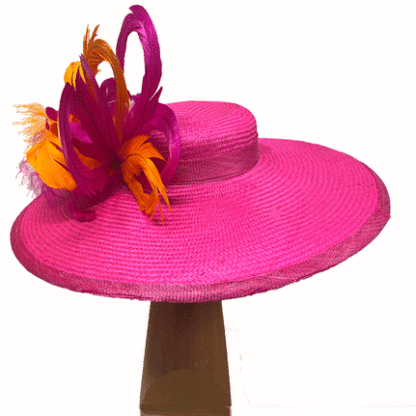 Bright pink and orange derby hat