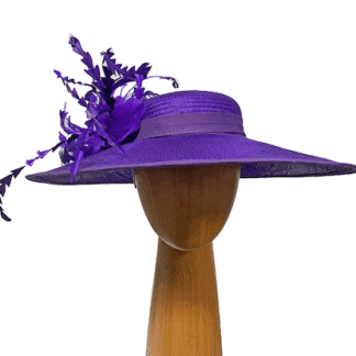Purple feathered derby hat