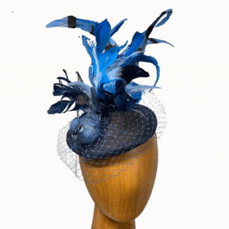 light and navy blue bird fascinator