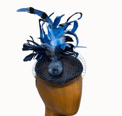 light and navy blue bird fascinator