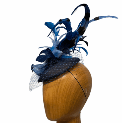 light and navy blue bird fascinator