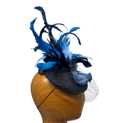 light and navy blue bird fascinator