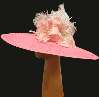 XLarge pink straw derby hat