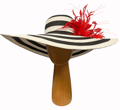 XLarge white and black stripe fabric hat