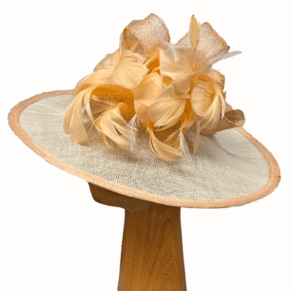 Ivory and Peach feathered derby hat