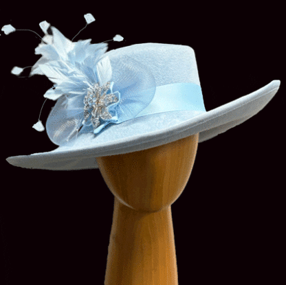light blue wool dress hat