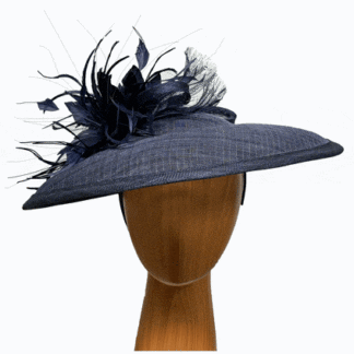 navy saucer fascinator with feathers