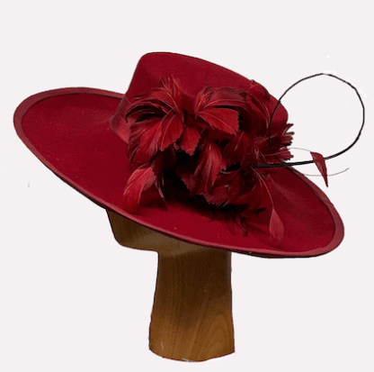 Deep red wool dress hat
