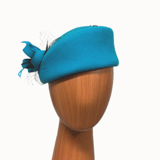 turquoise modern wool pillbox hat