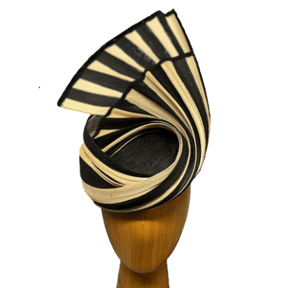 black and khaki swirled fascinator