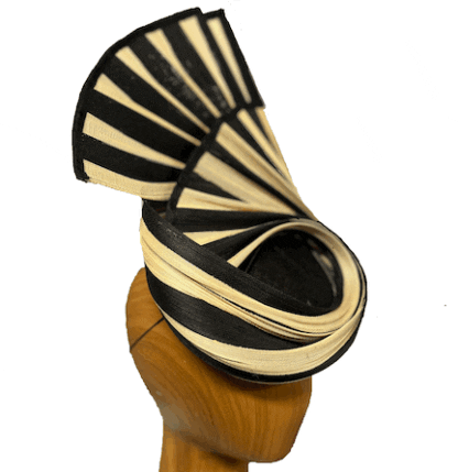 black and khaki swirled fascinator