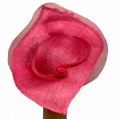 Bright Pink curvy fascinator with flowers