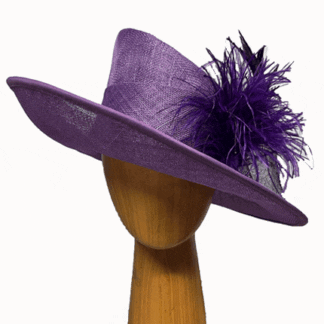 Purple Dress derby Hat with feathers