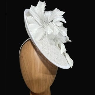 white feathered dress fascinator bridal