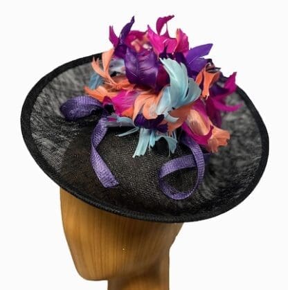 Black and multi colored feathered fascinator