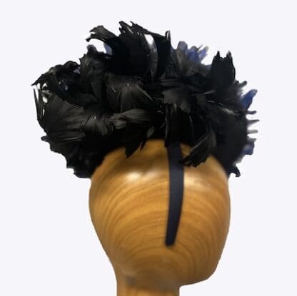 Navy and black full feathered dress Fascinator