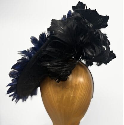 Navy and black full feathered dress Fascinator