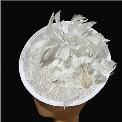 white feathered dress fascinator bridal