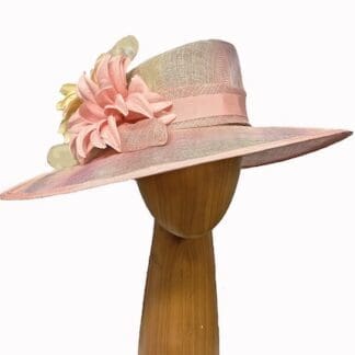 Pink and yellow pastel dress derby hat