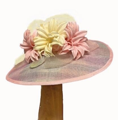 Pink and yellow pastel dress derby hat