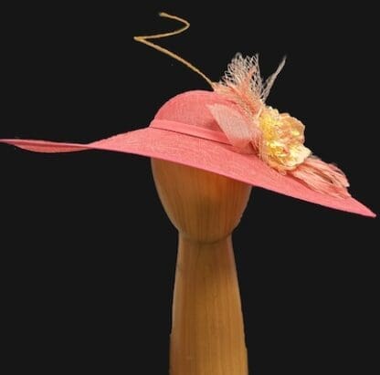 Melon peach with yellow dress derby hat