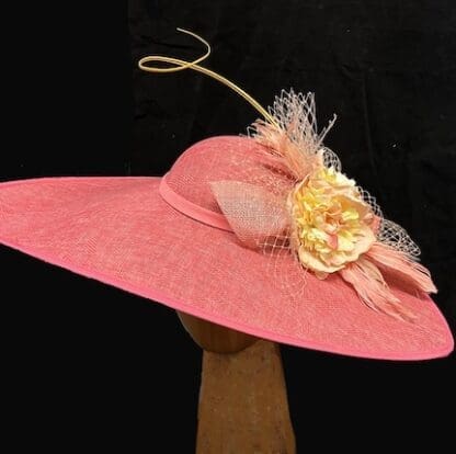 Melon peach with yellow dress derby hat