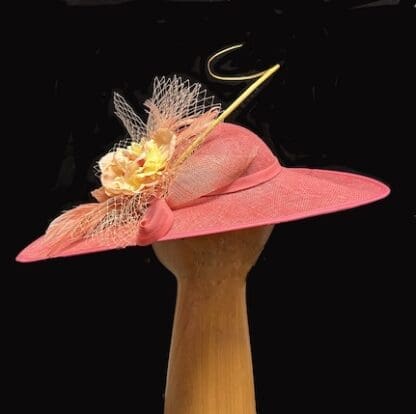 Melon peach with yellow dress derby hat