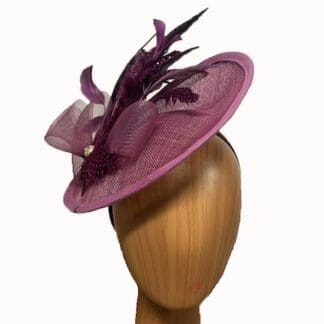 raspberry pink fascinator with feather plumes