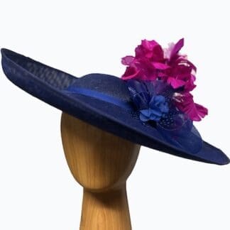 navy with fuchsia pink large fascinator