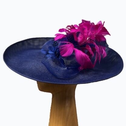 navy with fuchsia pink large fascinator