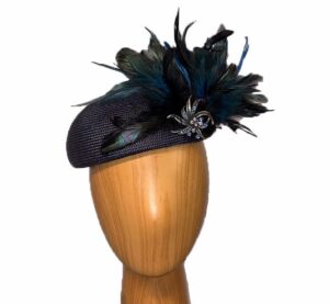 Charlotte navy feathers pillbox