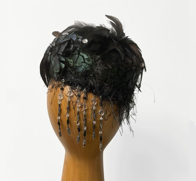 Ellen green black feathered pillbox - Image 2