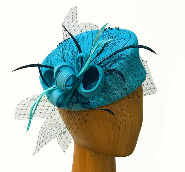 Leanora Turquoise Wool Pillbox - Image 3