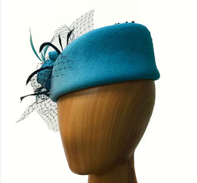 Leanora Turquoise Wool Pillbox - Image 2